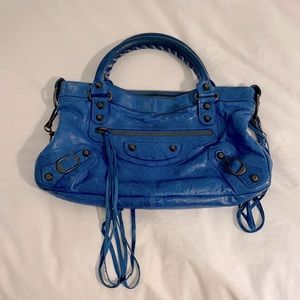 Balenciaga Classic First Bag in Blue Lambskin